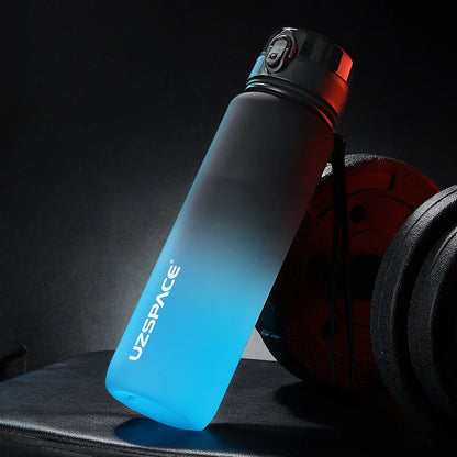 UZSPACE BPA-free sports water bottle in 500ml, 800ml, and 1000ml sizes