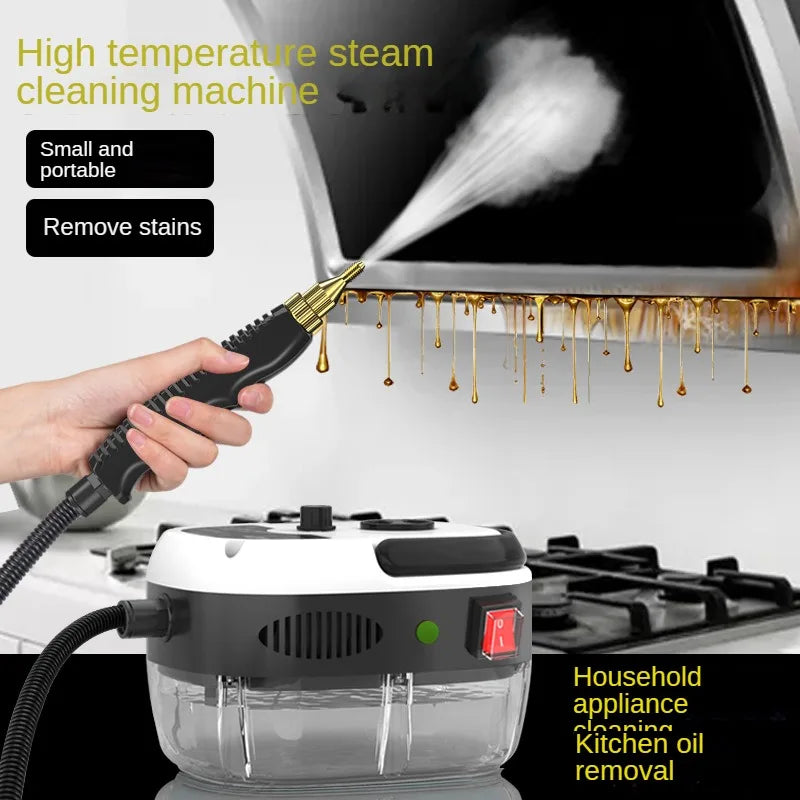 BALASHOV handheld steam cleaner with 2500W power, 900ml water tank, and 2.2m steam hose. Ideal for home and car cleaning, with options for 110V US or 220V EU plugs.