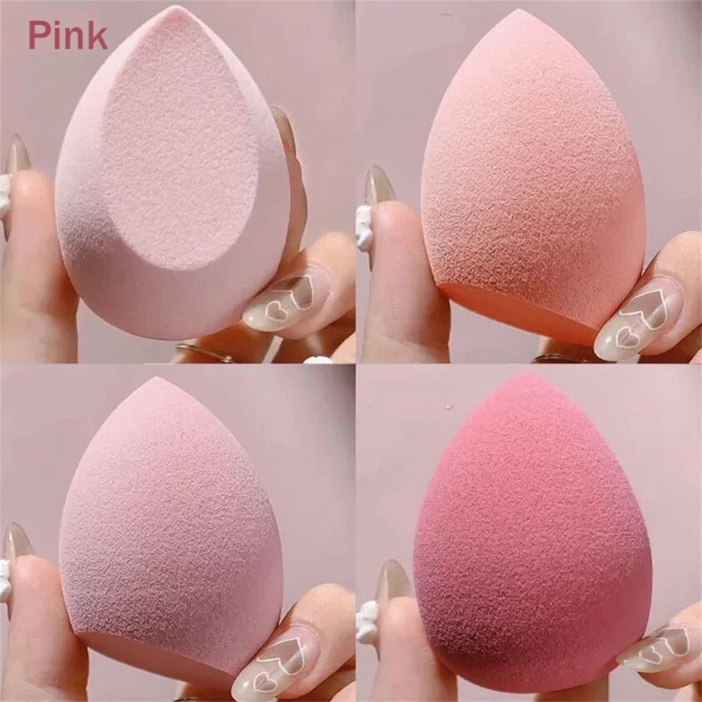 Assorted makeup sponges and puffs in a set of 4/8, ideal for applying foundation, concealer, and blush. Made of soft latex, perfect for a smooth, flawless makeup finish.