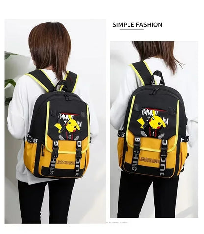 Pikachu PKQ Lightweight School Bag for Kids - Trendy Anime Kawaii Backpack by MINISO