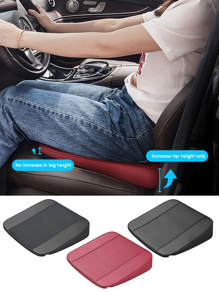 Car seat cushion pad with memory foam for height boosting and improved vision