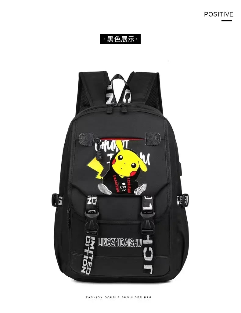 Pikachu PKQ Lightweight School Bag for Kids - Trendy Anime Kawaii Backpack by MINISO