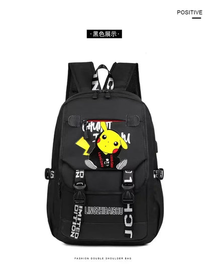 Pikachu PKQ Lightweight School Bag for Kids - Trendy Anime Kawaii Backpack by MINISO