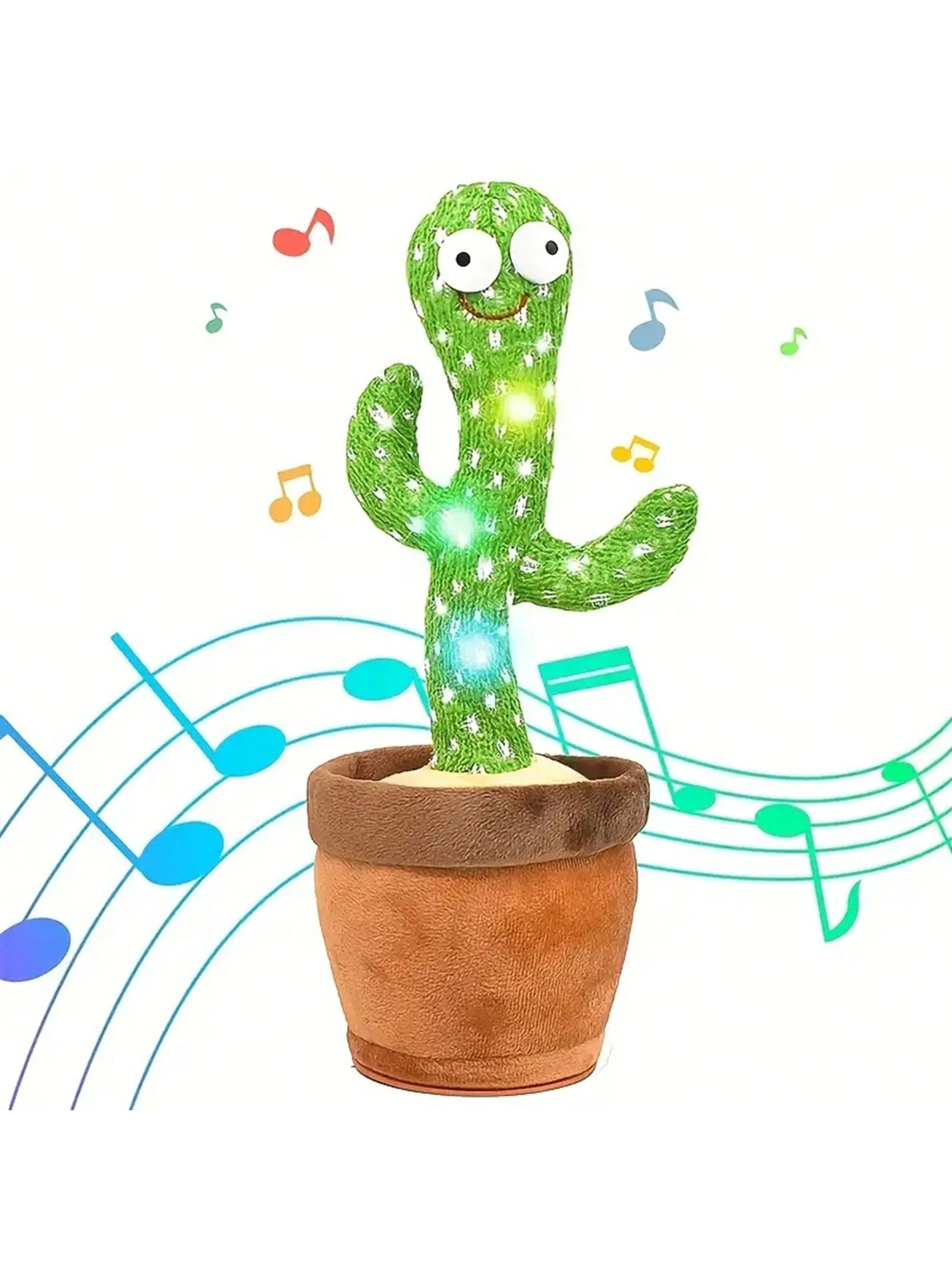 Dancing talking cactus toy that sings, mimics, and repeats phrases, made from soft cotton. Perfect for boys and girls aged 14 and up.