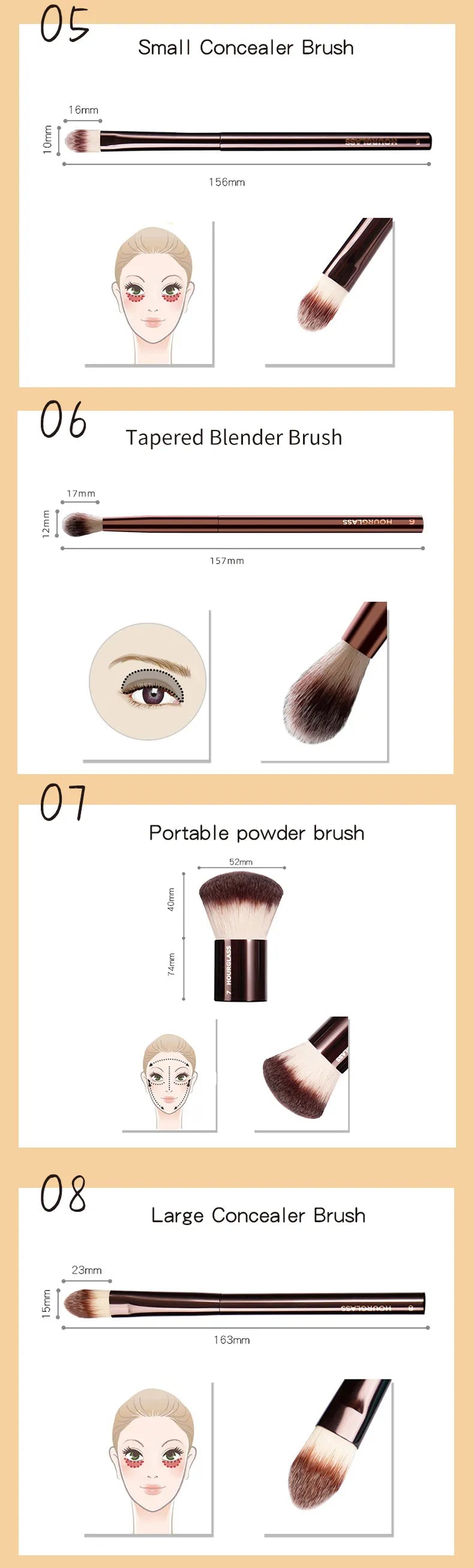 Hourglass Multi-Use Makeup Brush for Foundation, Blush, Eye Shadow, and More