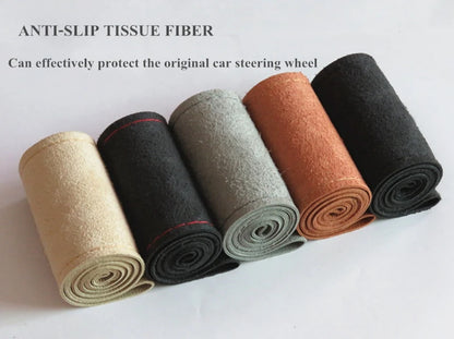 DIY Soft Fiber Leather Steering Wheel Cover Universal Braid with Needles & Thread