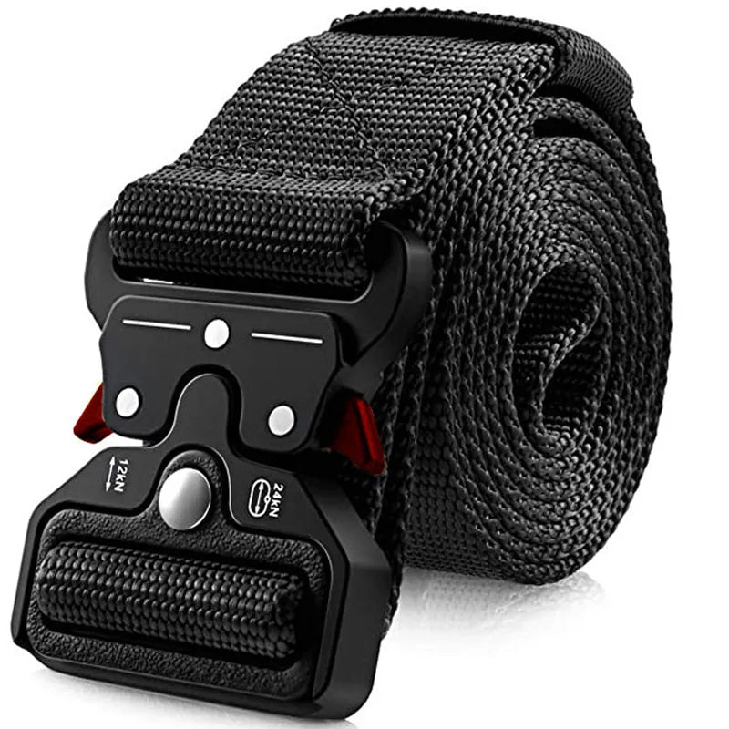 JIFANPAUL Men's army tactical belt made of high-quality canvas, designed for multi-function use in combat, survival, and outdoor activities. Unisex and stylish.