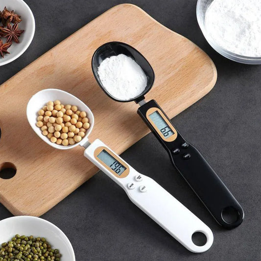 OIMG High-Precision Digital Weighing Spoon Scale with 0.1g to 500g accuracy, featuring an LED display and tare function, ideal for measuring baking ingredients.