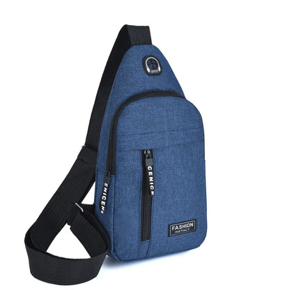 Markroyal multifunctional men's chest bag in Oxford cloth, available in black, gray, and blue, with a telescopic handle and multiple compartments.