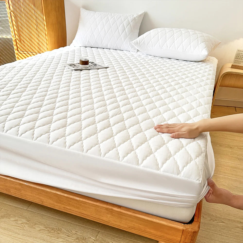 Waterproof Fitted Mattress Cover - Single/Double, Anti-Dust Mite Protector