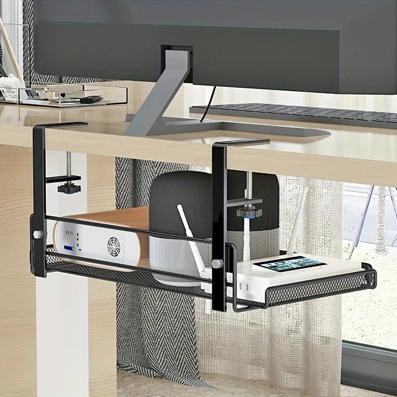 Under Desk Cable Management Tray, No Drill Steel Desk Cable Organizers, Wire Management Tray Cable Management Rack