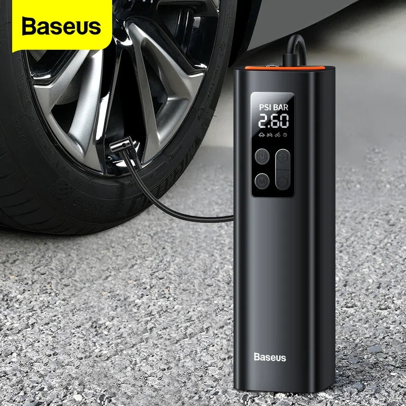 Baseus Mini Car Air Compressor 12V 150PSI with smart digital display.