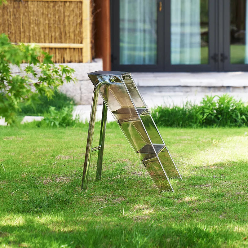 Acrylic Transparent Plastic Folding Stepladder – 3-Step Indoor Ladder