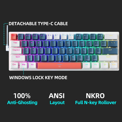 MACHENIKE K500-B61 Mini Mechanical Gaming Keyboard - 60% RGB Hot-Swappable