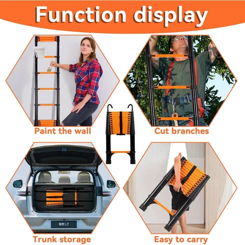 3-step aluminum folding ladder with anti-slip pedals and telescoping design, supports up to 330 lbs. Ideal for versatile tasks and easy storage.