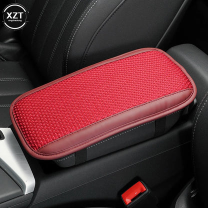 Universal car armrest pad made of breathable ice silk and PU leather