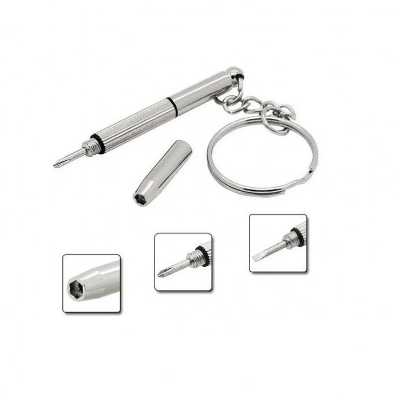 Eyeglass Screwdriver 3-in-1 Portable Stainless Steel Keychain Repair Tool