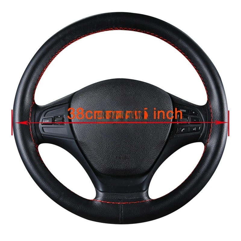 DIY Soft Fiber Leather Steering Wheel Cover Universal Braid with Needles & Thread