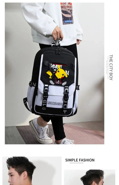 Pikachu PKQ Lightweight School Bag for Kids - Trendy Anime Kawaii Backpack by MINISO