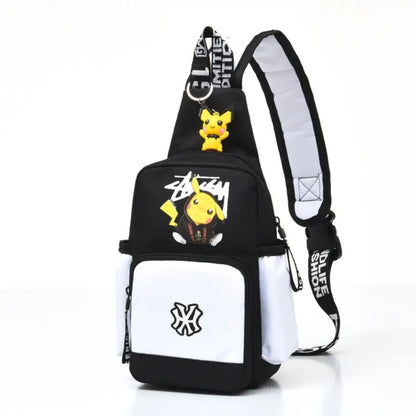 Pikachu One Shoulder Messenger Bag made from high-quality canvas, perfect for daily use.