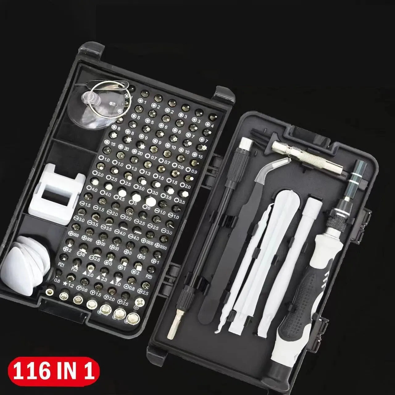 116-in-1 Precision screw driver set with magnetic bits and accessories