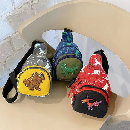 Cute Dinosaur Pattern Children's Canvas Sling Bag - Fashionable Crossbody and Shoulder Bag