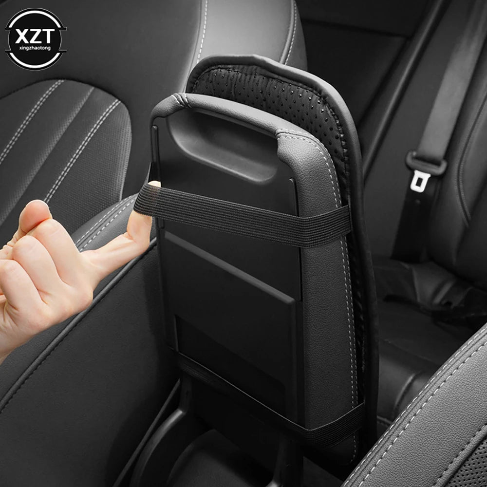 Universal car armrest pad made of breathable ice silk and PU leather