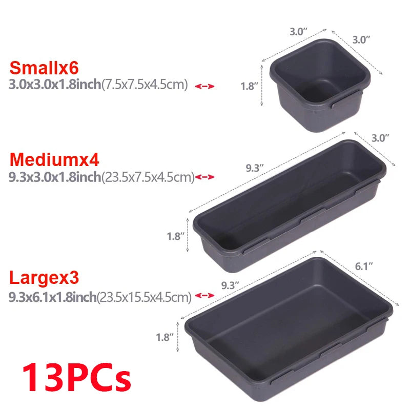 13/26 PCs Drawer Organizers Separator - Plastic Storage Boxes for Home & Office