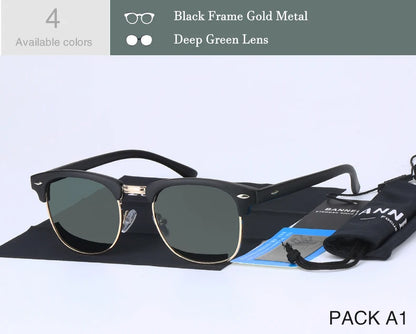 UV400 HD Polarized Sunglasses - Classic Semi-Rimless Fashion Shades