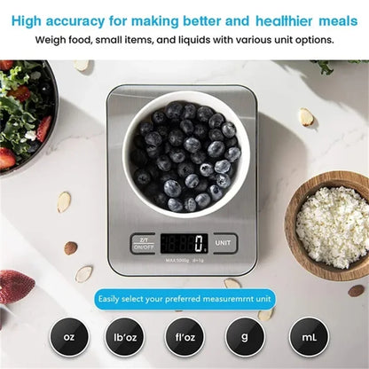 LETIITTGO digital kitchen scale with stainless steel panel and LCD display