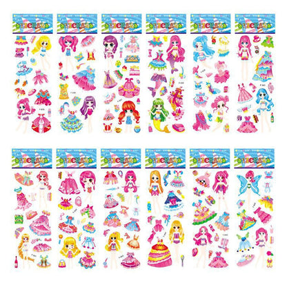 Five sheets of colorful puffy stickers featuring various cartoon designs, perfect for kids' scrapbooking and holiday gifts.