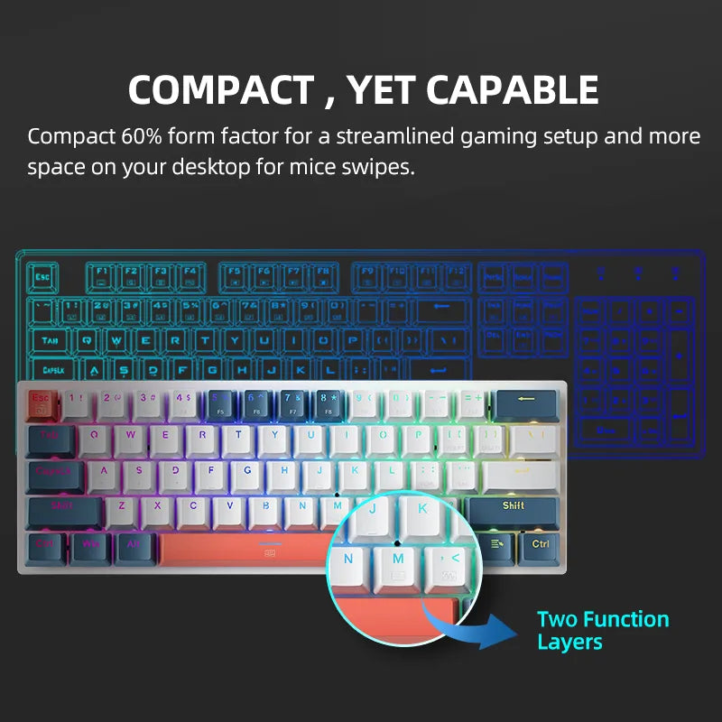 MACHENIKE K500-B61 Mini Mechanical Gaming Keyboard - 60% RGB Hot-Swappable