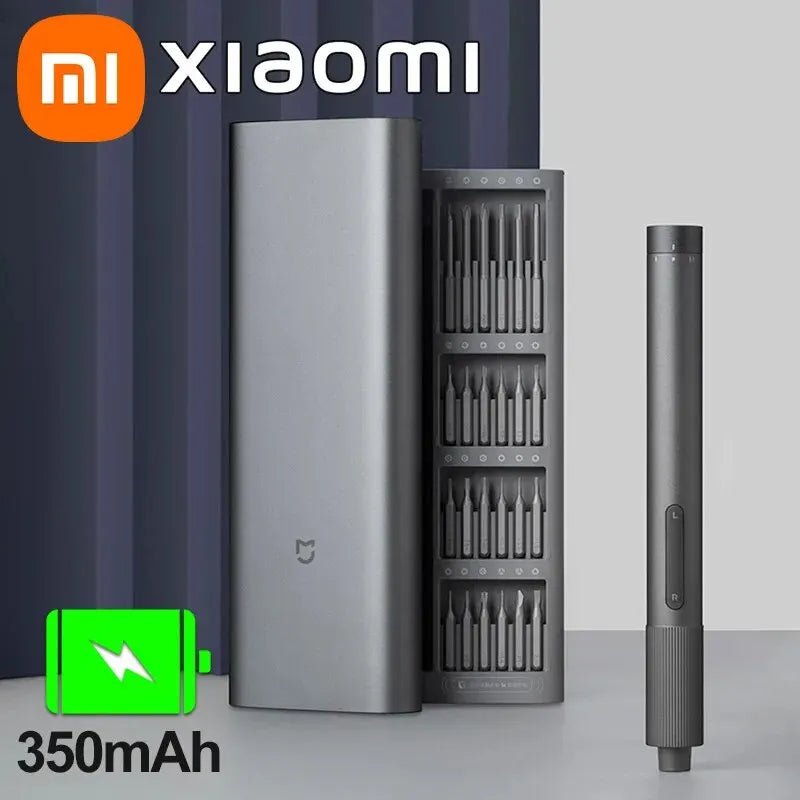 Xiaomi Mijia Electric Precision Screwdriver Kit with 24 magnetic bits for precision repairs.