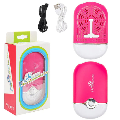 Mini USB charging eyelash fan dryer in vibrant colors, ideal for quickly drying lash extension glue. Compact, portable, and perfect for professional and everyday use.