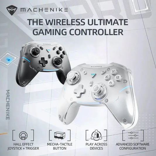 Machenike G5 Pro Elite Wireless Gaming Controller with Hall Trigger, customizable RGB lights, and multi-platform compatibility.