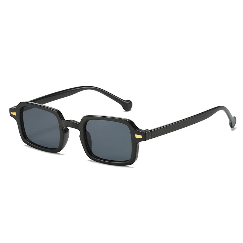 SO&EI fashion square sunglasses with retro rivet decoration and gradient UV400 lenses, available in leopard and blue, designed for women and men.