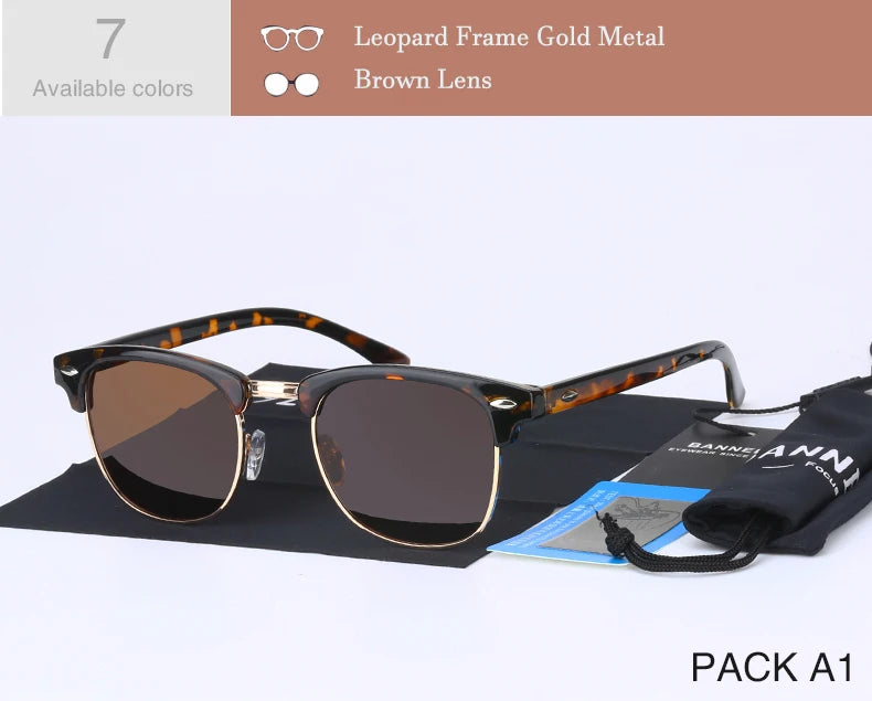 UV400 HD Polarized Sunglasses - Classic Semi-Rimless Fashion Shades