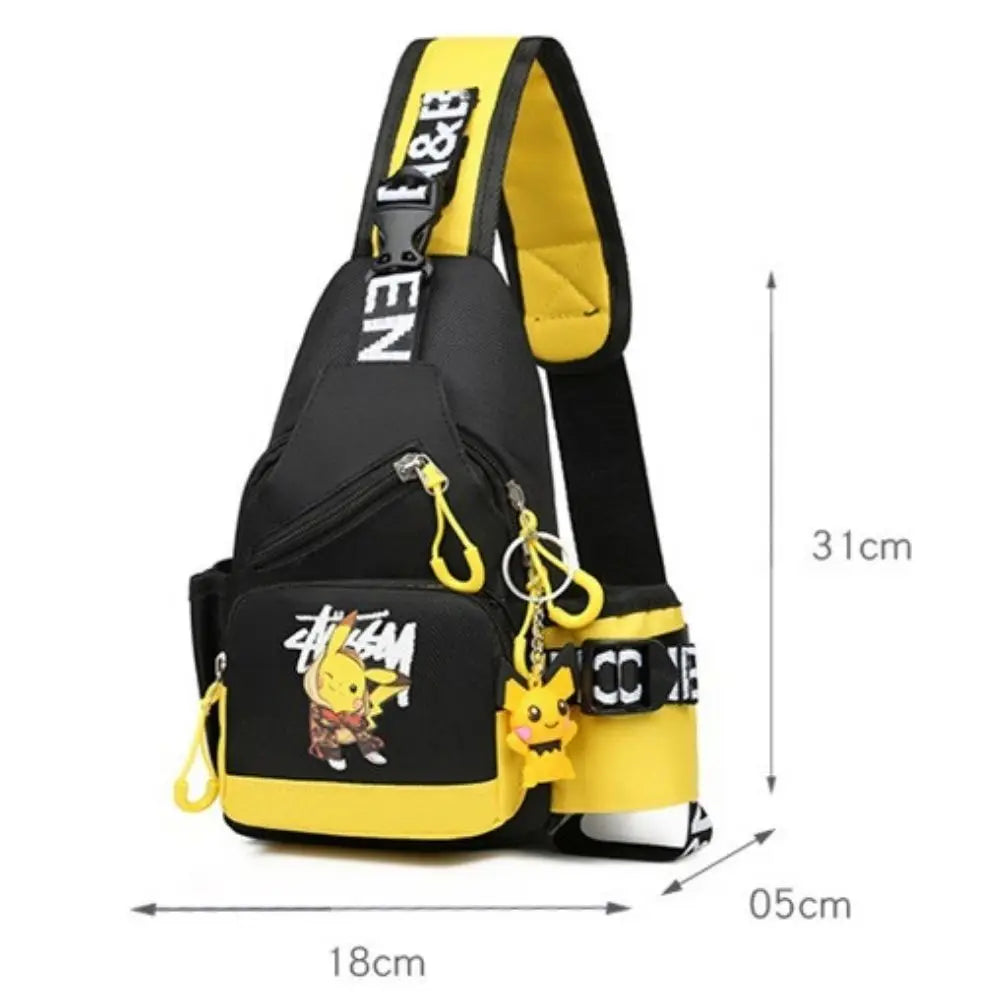 Pikachu One Shoulder Messenger Bag made from high-quality canvas, perfect for daily use.