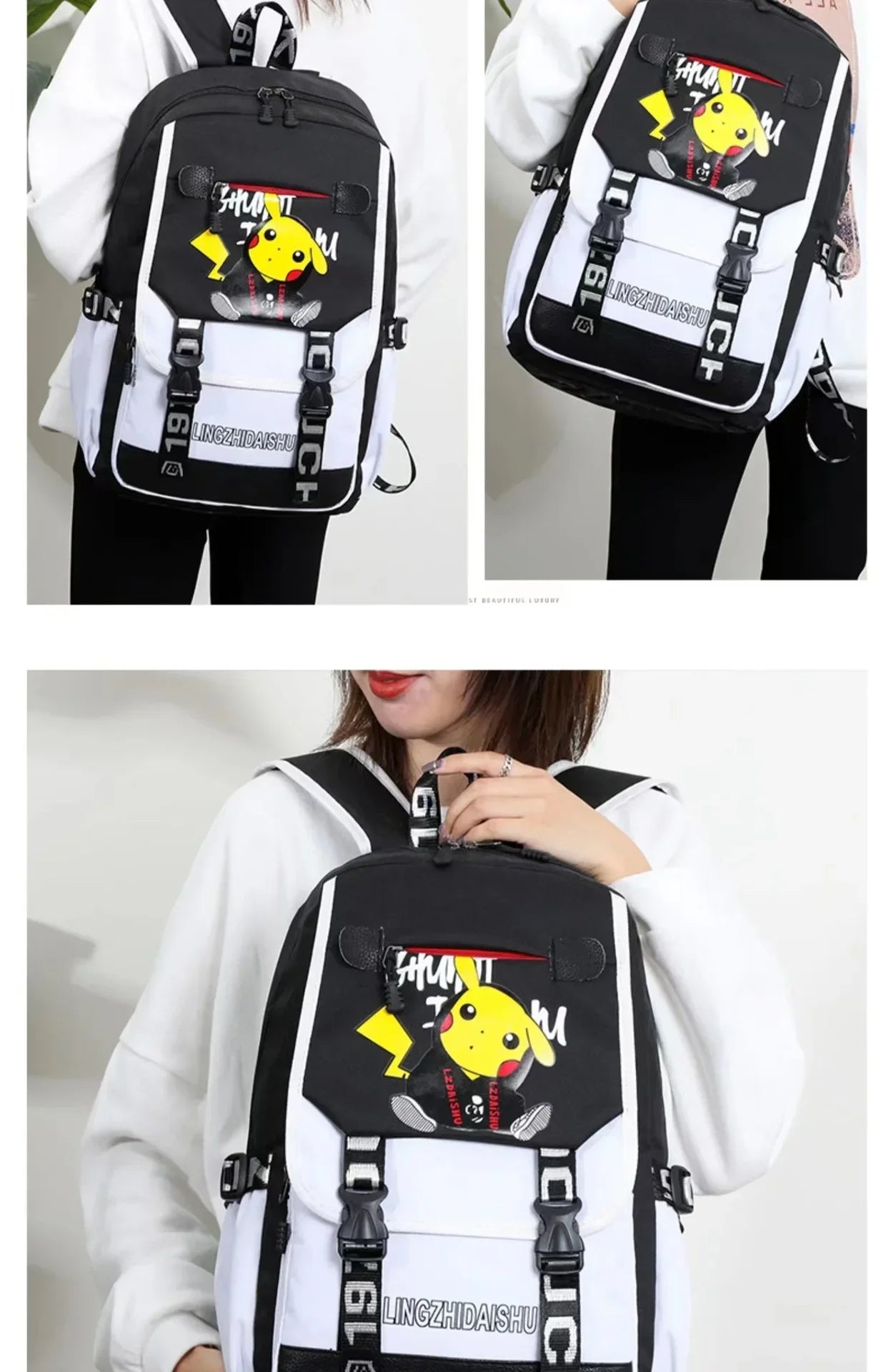 Pikachu PKQ Lightweight School Bag for Kids - Trendy Anime Kawaii Backpack by MINISO