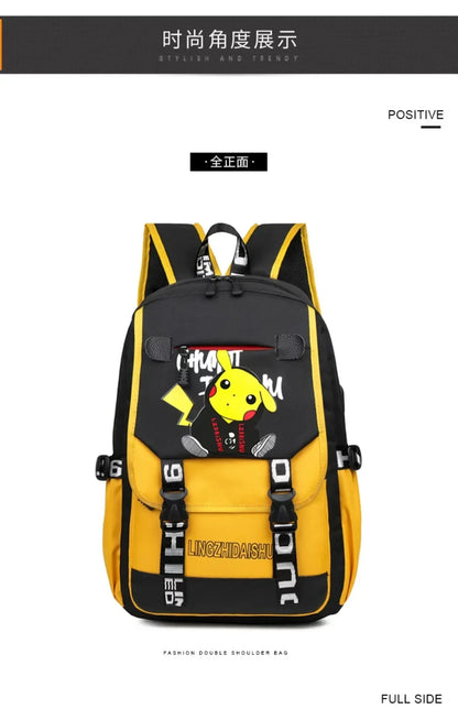 Pikachu PKQ Lightweight School Bag for Kids - Trendy Anime Kawaii Backpack by MINISO