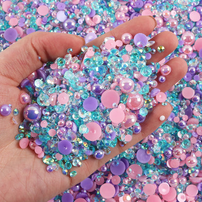 Flat Back Resin Rhinestones and Pearl Beads Mix for DIY Crafts, Nails, Face Art