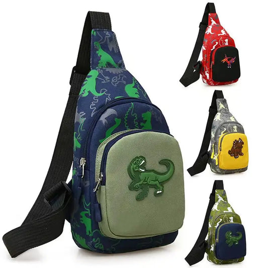 Cute Dinosaur Pattern Children's Canvas Sling Bag - Fashionable Crossbody and Shoulder Bag