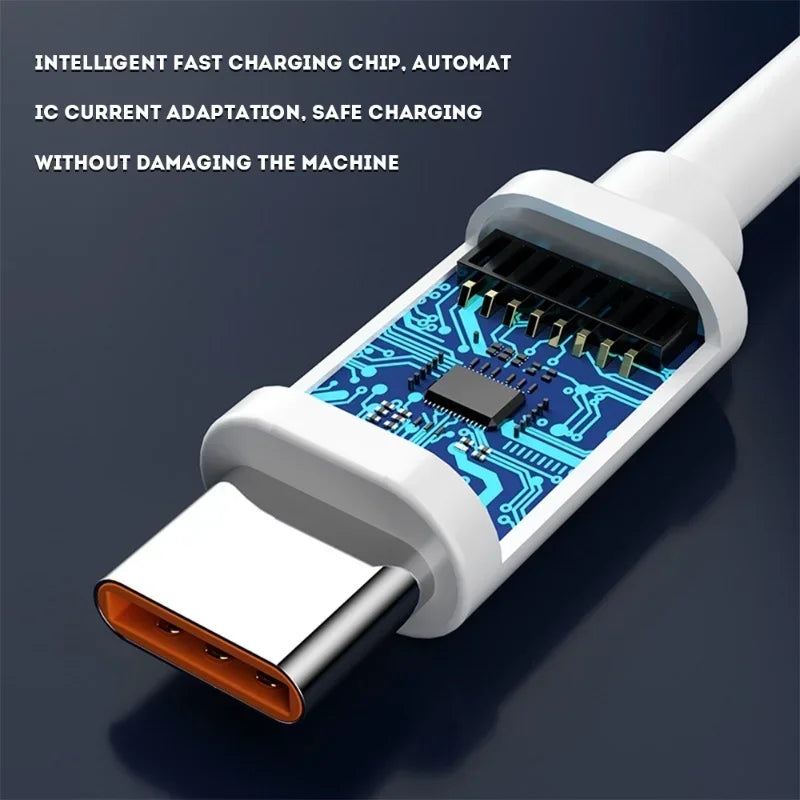 DIXSG 100W USB Type-C Cable designed for fast charging and data synchronization, compatible with Samsung S23, S22 Ultra, Huawei P30 Pro, Xiaomi, and OnePlus 6A. Durable design with USB A to Type-C connector.