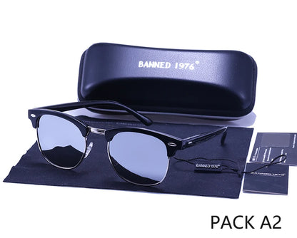 UV400 HD Polarized Sunglasses - Classic Semi-Rimless Fashion Shades