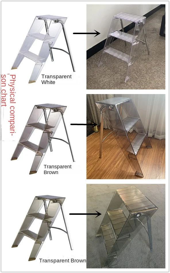 Acrylic Transparent Plastic Folding Stepladder – 3-Step Indoor Ladder