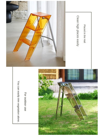 Acrylic Transparent Plastic Folding Stepladder – 3-Step Indoor Ladder