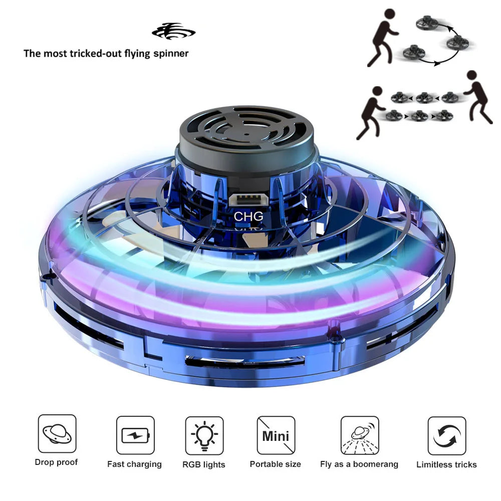 UFO Flying Spinner Decompression Toy | RGB Fingertip Gyro for Kids & Adults