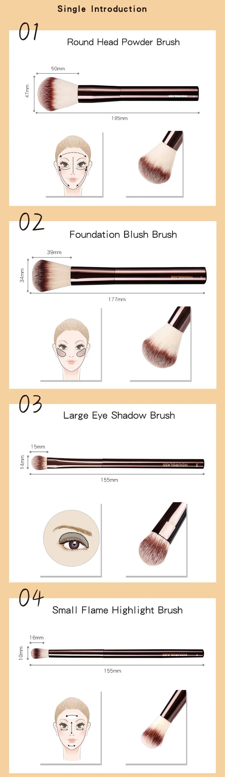 Hourglass Multi-Use Makeup Brush for Foundation, Blush, Eye Shadow, and More