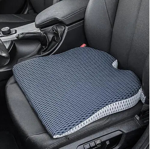 Memory foam wedge cushion for car seats, office chairs, and wheelchairs.