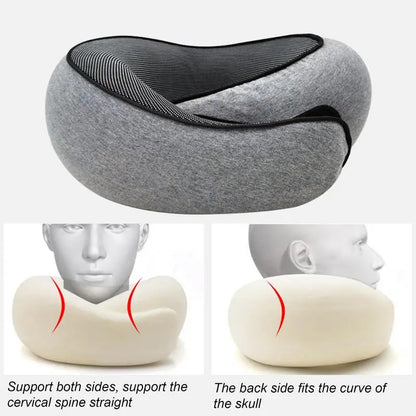 Memory Foam Neck Pillow - Portable Cervical Travel Pillow with Carry Bag